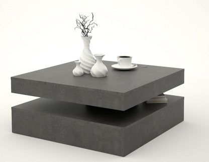 Couchtisch, mit drehbarer Tischplatte in beton dunkel