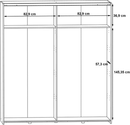 Schwebetürenschrank Longline in weiß/sonoma eiche
