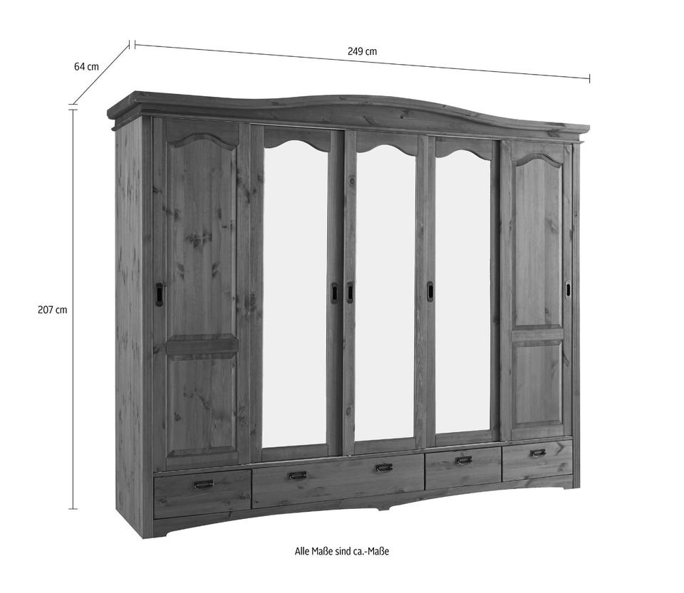 Kleiderschrank »Konrad« massivholz 5-türig in weiß/honig gewachst