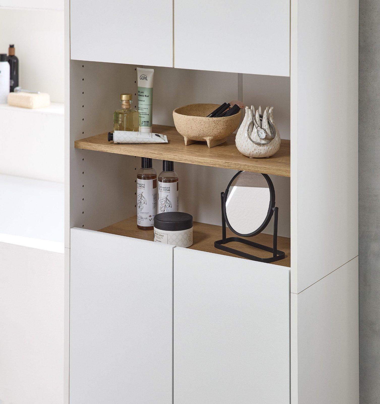 SAPHIR Hochschrank Quickset 100, Badschrank Weiß Glanz