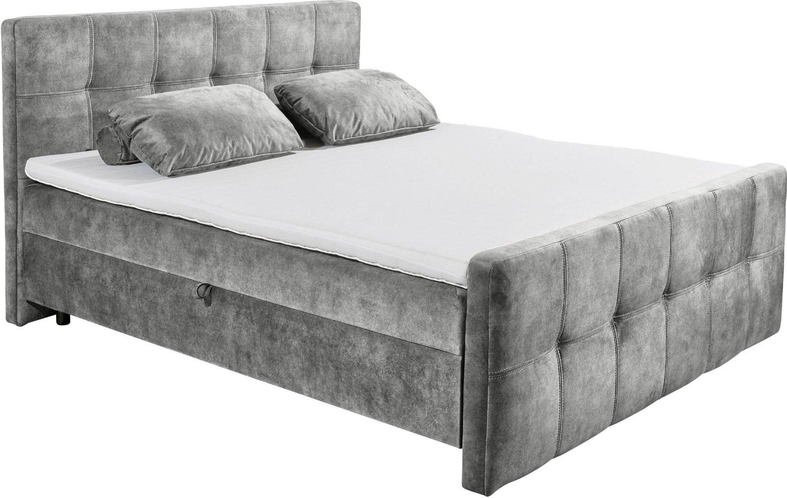 Boxspringbett Valetta, inkl.Topper 180x200cm hellgrau