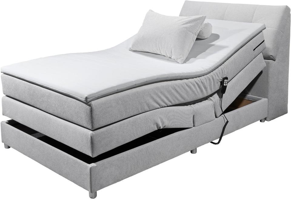 Boxspringbett »Toulouse« inkl. Motor, inkl. Stauraum im Kopfteil