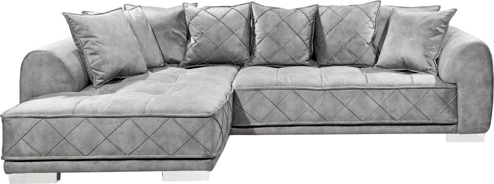 Ecksofa Sentina L-Form, mit Rückenkissen, Microvelours grau