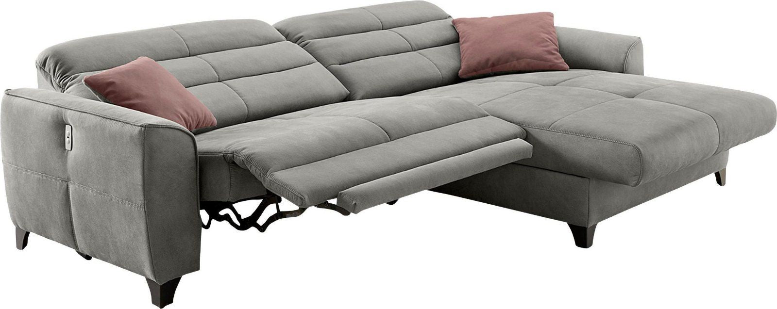 Ecksofa Double One L-Form, 2 x 120cm, elektrische Relaxfunktion, in hellgrau