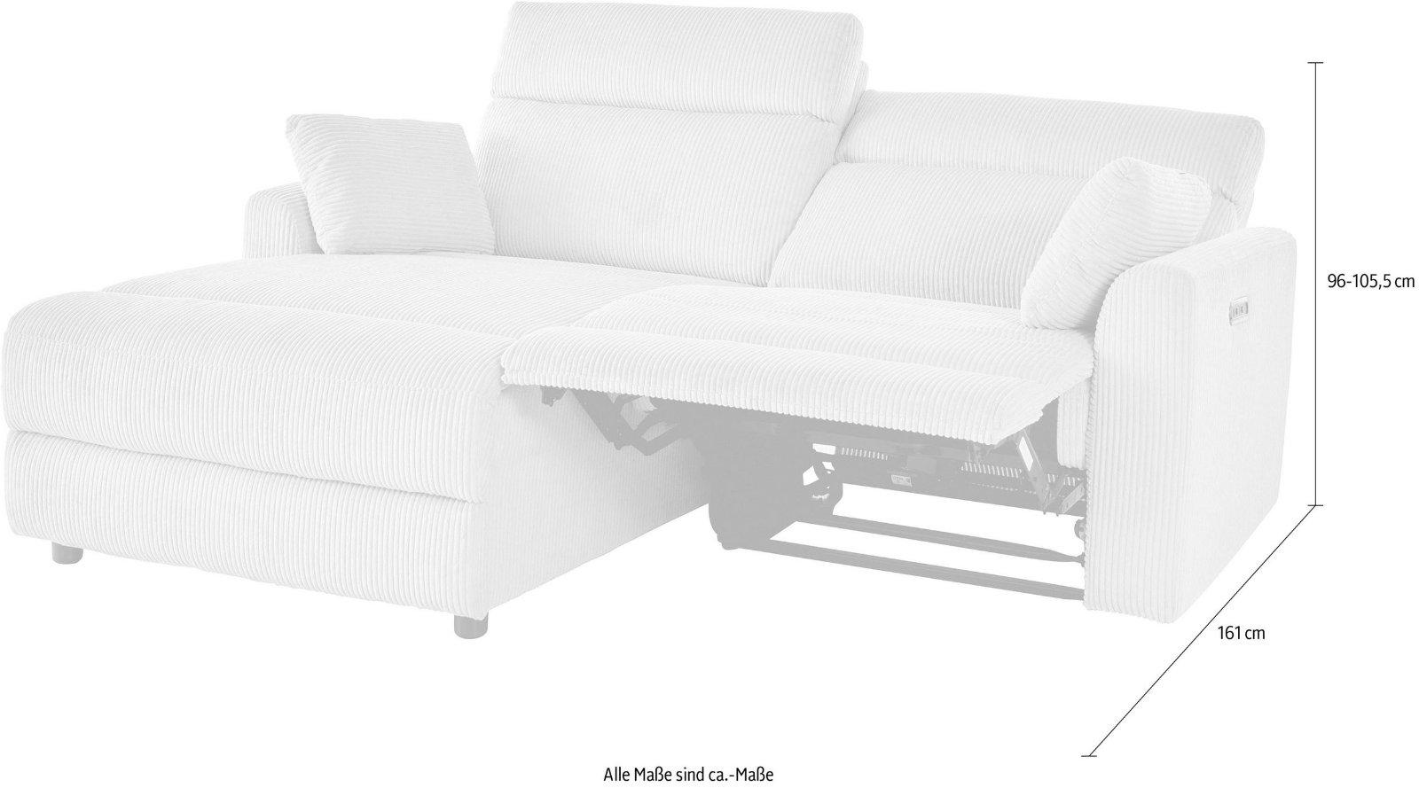 Ecksofa »JENNA« mit Relaxfunktion in anthrazit Federkern, Cord