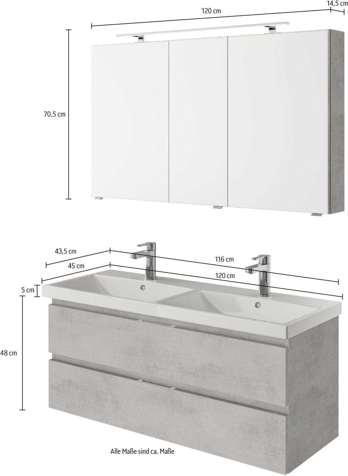 Badmöbel-Set Pelipal Serie 4035 2-teilig mit LED-Spiegelschrank