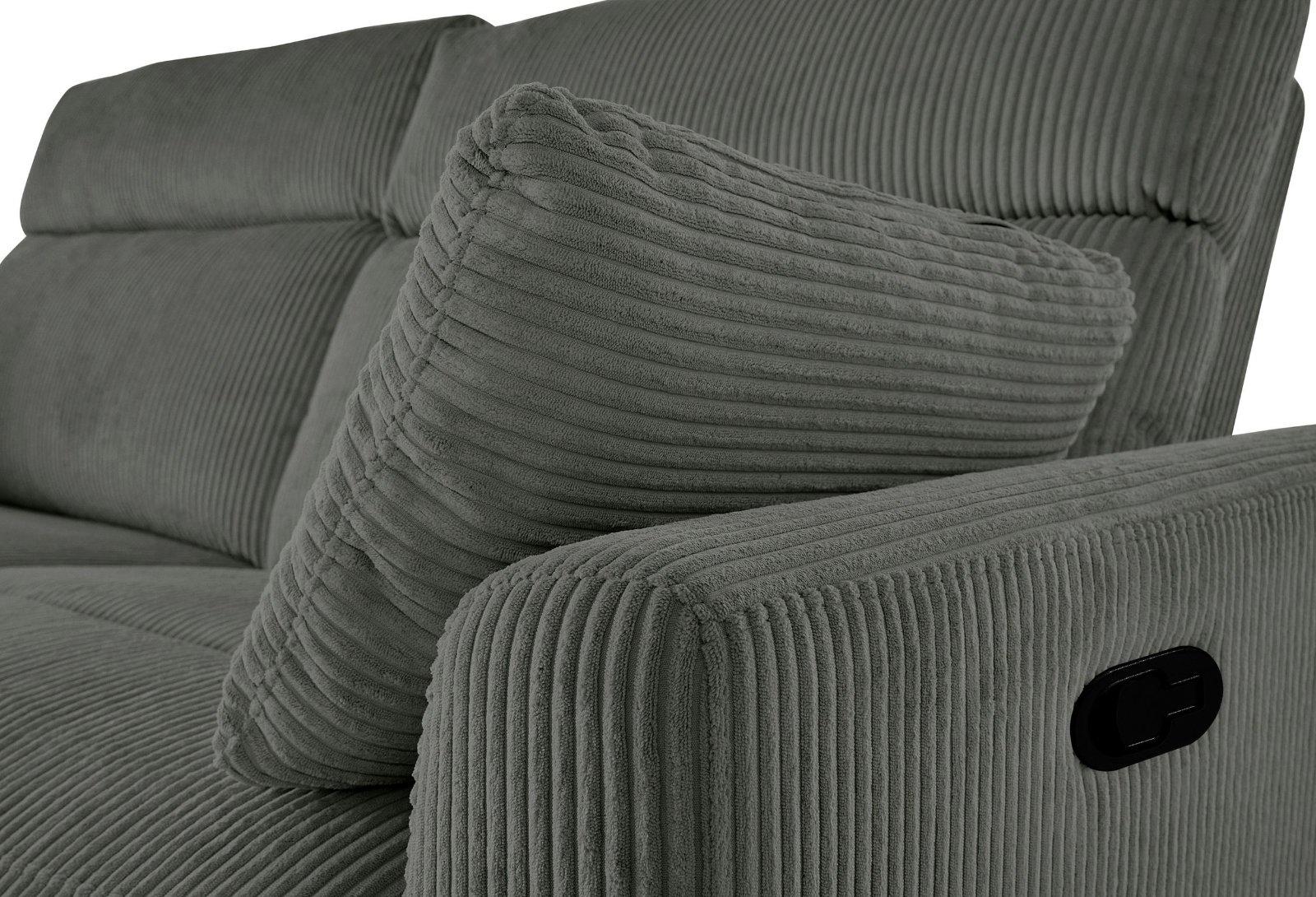 Ecksofa »JENNA« mit Relaxfunktion in anthrazit Federkern, Cord