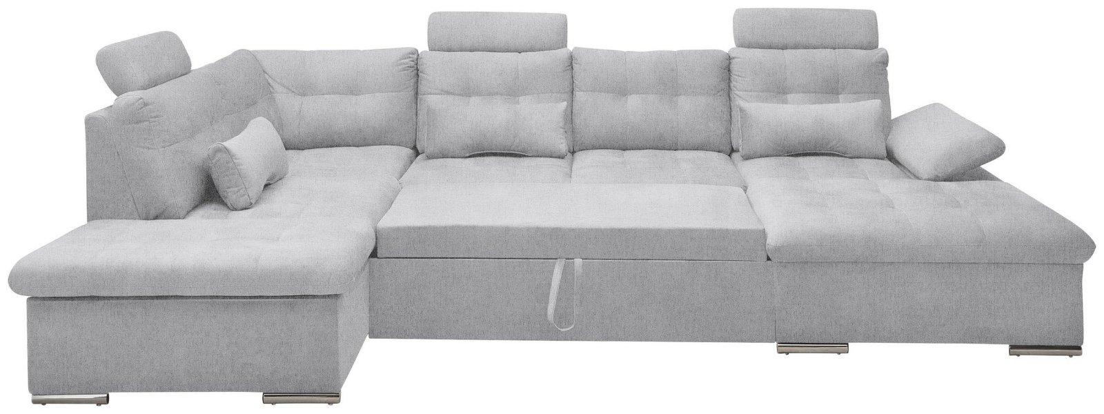 Wohnlandschaft Jakarta U-Form in hellgrau webstoff