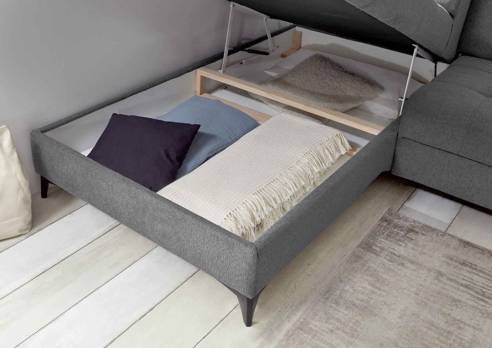 Ecksofa Rockdale, Sitztiefenverstellung, Bettkasten anthrazith