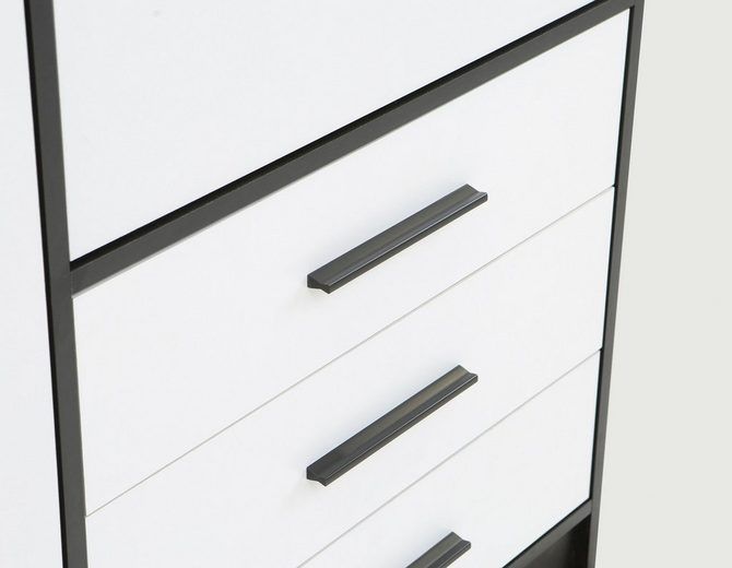 Kleiderschrank Jupiter 4 türig in schwarz/weiß