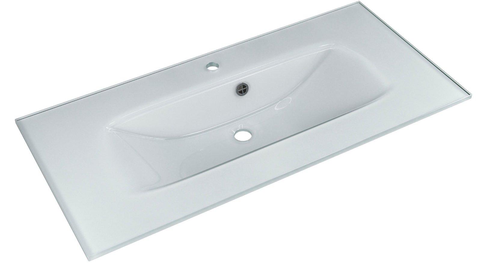 Badmöbel-Set Trentino 2-teilig Glas-Waschtisch LED weiß-hochglanz