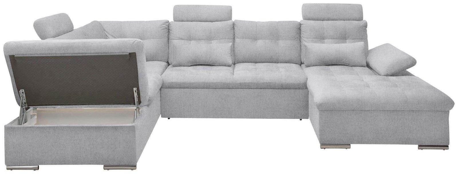 Wohnlandschaft Jakarta U-Form in hellgrau webstoff